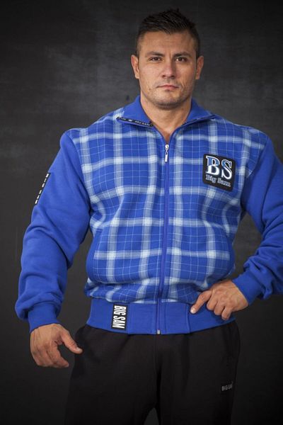 Big Sam Blue Plaid Winter Sweatpants Jacket 3586