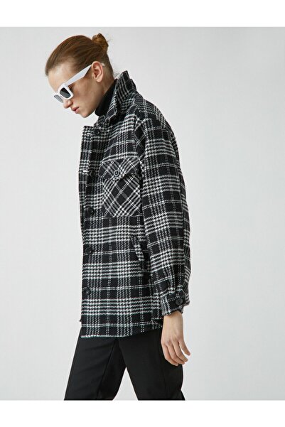 Koton Kadın Gömlek Ceket Ekose