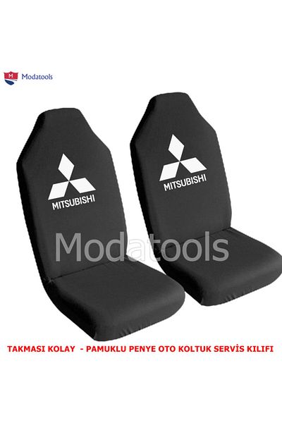Modatools غطاء خدمة مقعد سيارة ميتسوبيشي، طقم أمامي وخلفي، قماش ممشط أسود Sk258