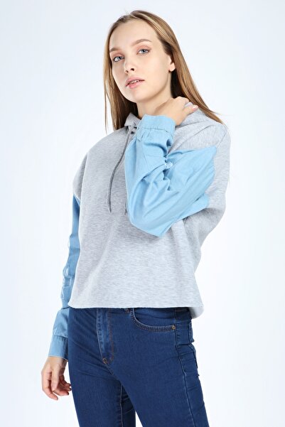 1Moda1Tarz Двохнитковий капюшон з рукавами з тонкої джинсової тканини з розрі...