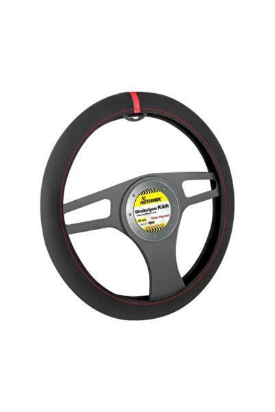 Automix Direksiyon Kılıfı Alcantara Tek Çizgi Kırmızı