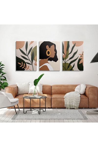 HOMEPACK Σετ ζωγραφικής τοίχου σε καμβά Boho Woman 3 τεμ