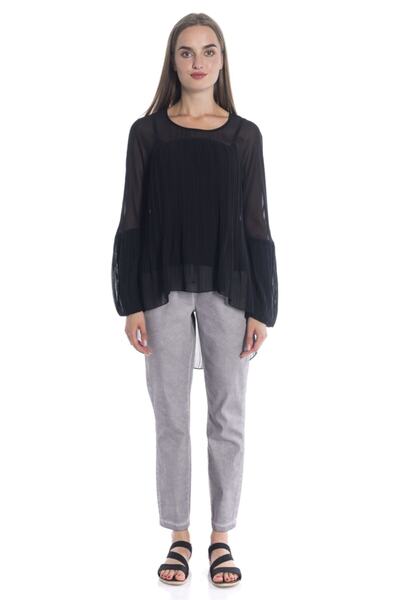 Bulalgiy Kadın Siyah Şifon Bluz - Bga452654