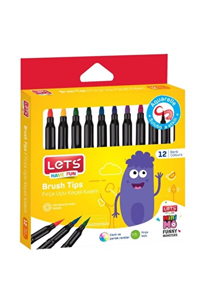 Lets 12 Renk Fırça Uçlu Keçeli Kalem