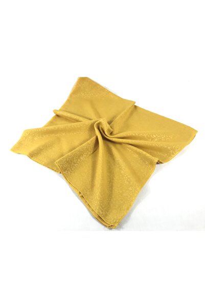 AYSİM TEKSTİL Aysim Kendinden Desenli Kare Örtü- Tülbent -yazma -hardal