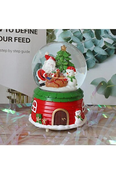 CajuArt Büyük Otomatik Kar Atan Işıklı Müzikli Yılbaşı Kar Küresi
