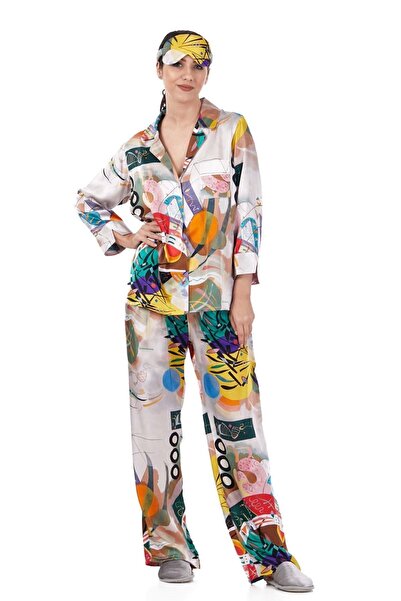 Nomads Felt İpek Gömlek-Pantolon-Pijama Takımı | Kandinsky Dominant Curve | Nomads Felt