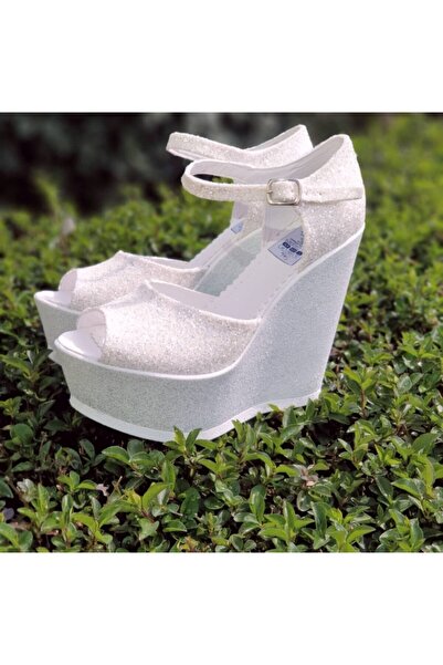 Ayakkabı Tutkusu Stilo ® 15cm Gelin Ayakkabısı Işıltılı Simli Taban Hafif Ve Rahat