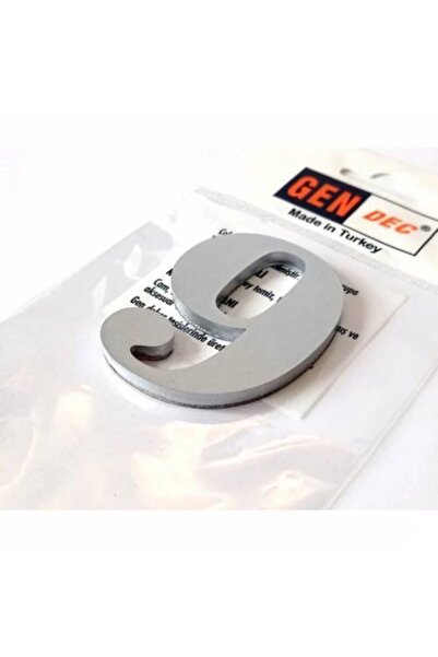 7 Cm No=9 Adhesive Metallic Grey Door Number