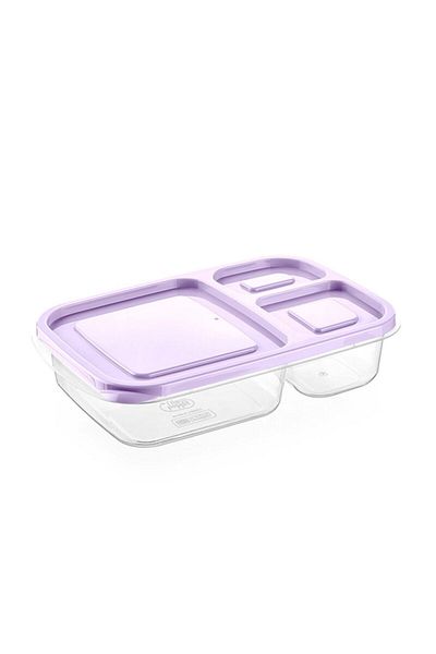 HOBBY LİFE 1.15 Liter Smart Rectangular Storage Container - 3 Compartments, Purple