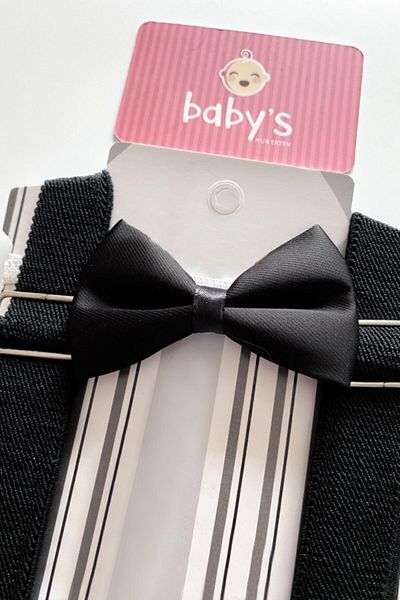 Babys Nur Erten مجموعة شماعات ربطة عنق للأطفال والرضع باللون الأسود