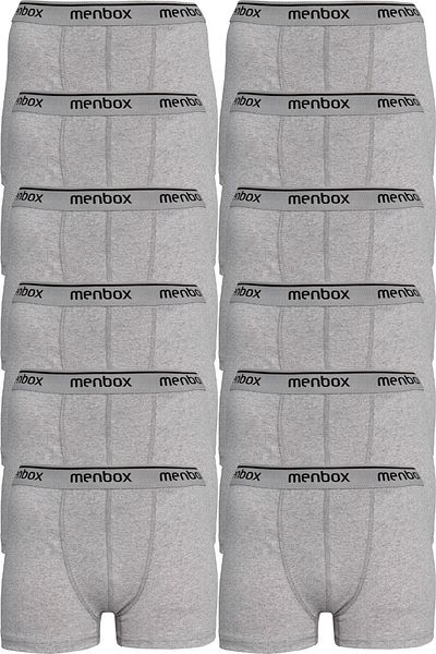 MENBOX Pack of 12 Men's Gray Lycra Classic Boxers