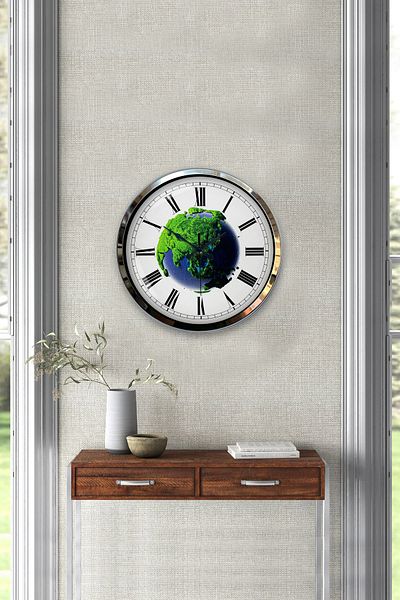 Kasva Concept Gift 40 cm Chrome Metal Natural Wall Clock