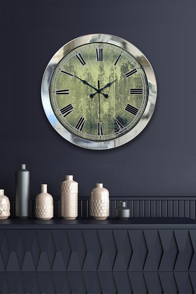 Kasva Concept Gift 36 cm Chrome Metal Antique Wall Clock