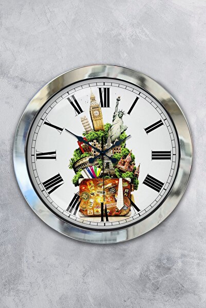 Platin Saat هدية ساعة حائط بأحرف كبيرة من معدن الكروم مقاس 36 سم