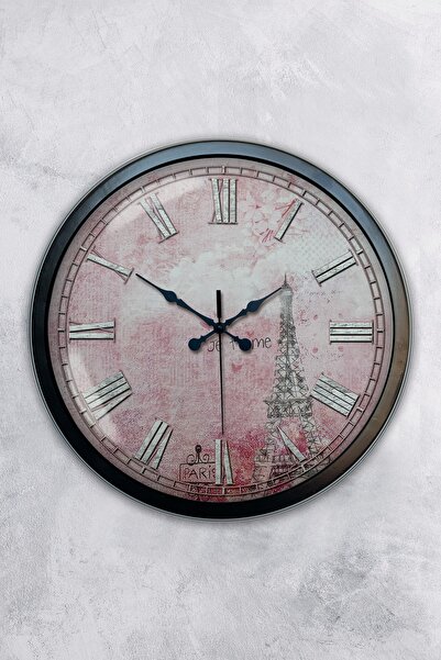 AİB STORE هدية ساعة حائط باريس معدنية سوداء مقاس 40 سم