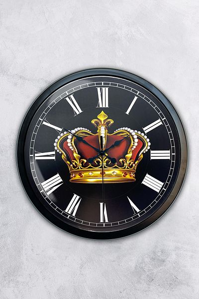 Kasva Concept Ρολόι τοίχου 40 εκ. Μαύρο Μεταλλικό King Crown