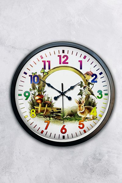 Kasva Concept Gift 40 cm Black Metal Natural Life Wall Clock