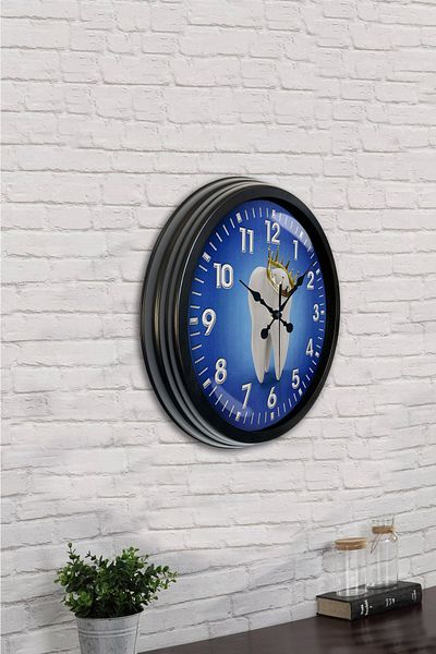 Kasva Concept Gift 40 cm Black Metal Dentist Wall Clock