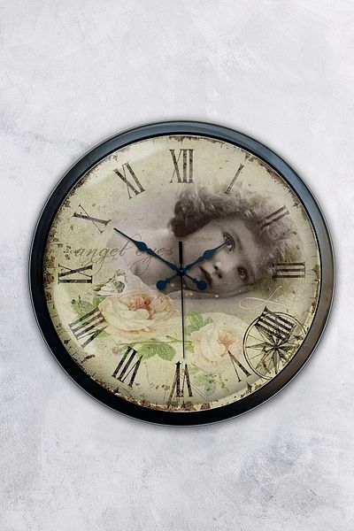 Kasva Concept Δώρο 40 εκ. Μαύρο Μεταλλικό Ρολόι Τοίχου Angel Eyes
