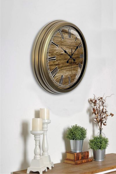 Kasva Concept 40 cm Antique Metal Wood Look Gift Wall Clock