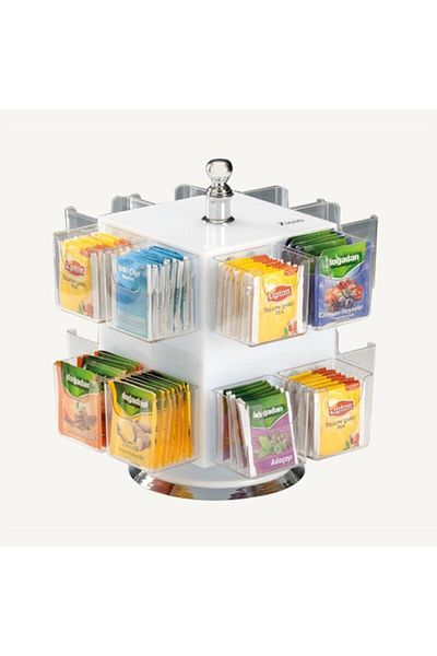 Zicco Acrylic 16-Eye Rotating Bag Tea Stand White
