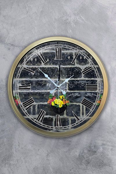 Kasva Concept 40 cm Antique Metal Stone Building Wall Clock