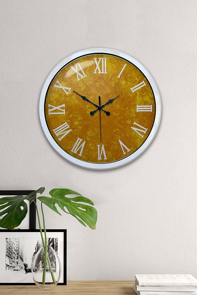 Kasva Concept Gift 40 cm White Metal Yellow Wall Clock