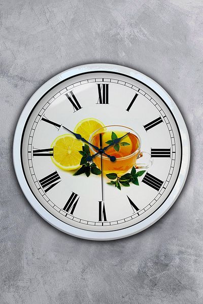 Kasva Concept Gift 40 cm White Metal Lemon Tea Wall Clock