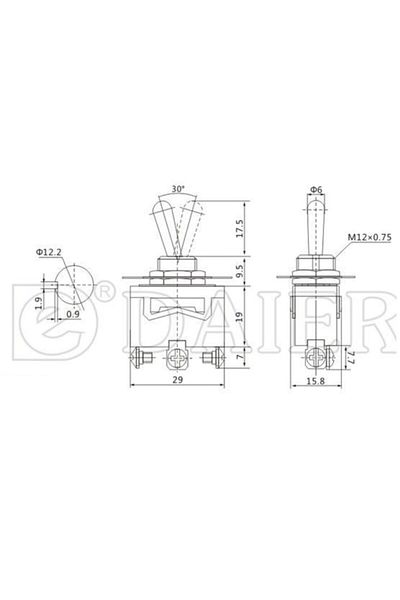 Site Hırdavat Ic-152 Toggle Switch 3P On-Off Ø12Mm 6A