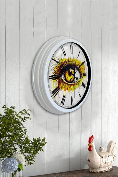 Kasva Concept Gift 40 cm White Metal Eye Wall Clock