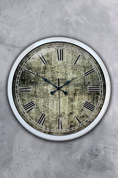 Kasva Concept 40 cm White Metal Antique Roman Wall Clock