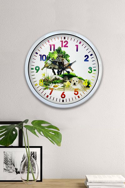 Kasva Concept 40 cm White Metal Natural Life Wall Clock