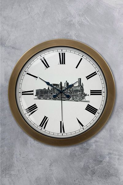 Kasva Concept Gift 36 cm Antique Metal Black Train Wall Clock
