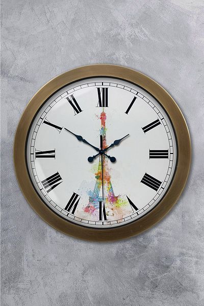 Kasva Concept 36 cm Antique Metal Eiffel Tower Wall Clock