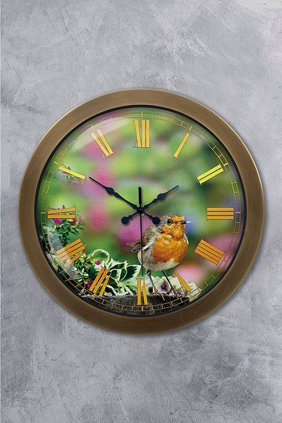 Kasva Concept Gift 36 cm Antique Metal Bird Wall Clock
