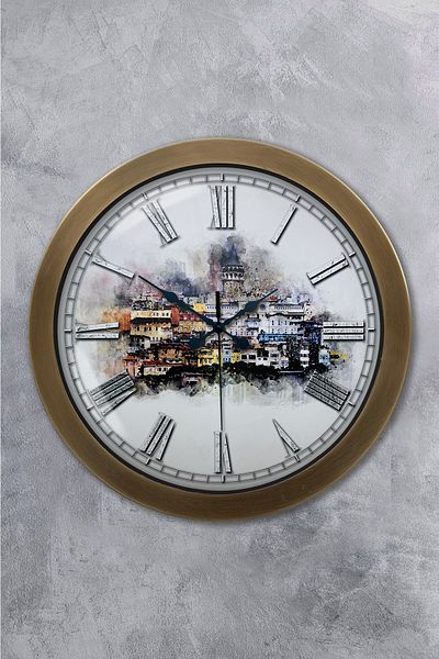 Kasva Concept Gift 36 cm Antique Metal Istanbul Wall Clock