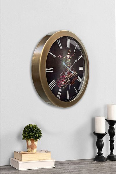 Kasva Concept 36 cm Antique Metal Mevlevi Wall Clock
