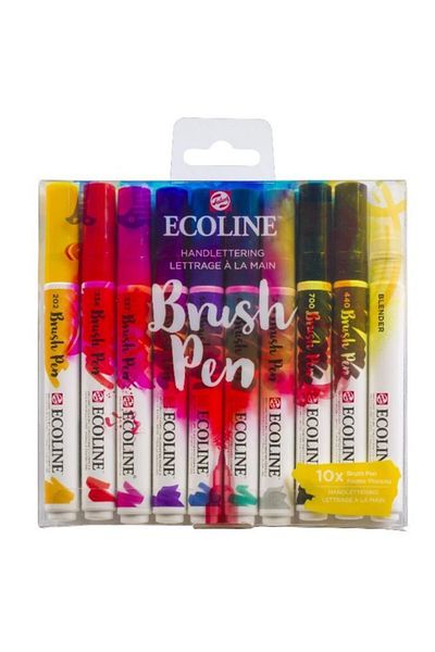 Talens Ecoline Brush Pen Brush Tip Pen Set 10 Colors Handlettering Colors