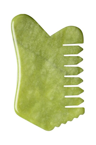 Fulia Yeşim Taşı Gua Sha Tırtıklı Masaj Aleti Doğal Taş Tarak Yüz Ve Cilt Bak...