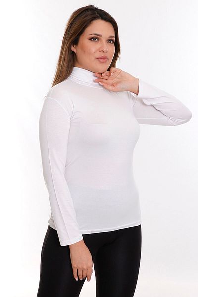 DISENTIS MODEST White Viscose Turtleneck Large Size Body - Full Turtleneck