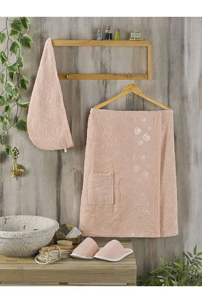 PHILIPPUS Women's Bath Head Towel Sauna Set Powder