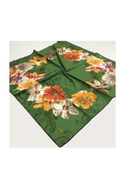 19V69 ITALIA Green Twill Scarf Black Series 90x90 cm με λουράκι κασκόλ και σετ δώρου 10171-v17