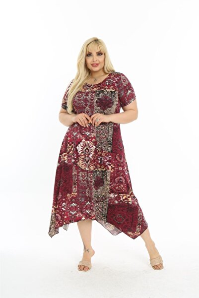 Mezura Ασύμμετρο βαμβακερό χτενισμένο γυναικείο φόρεμα με κοντό μανίκι, ασύμμετρο, χτενισμένο από βισκόζη