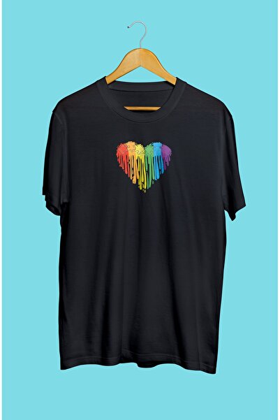 YQYQ Tricou unisex imprimat cu inimă puzzle colorat Lgbt