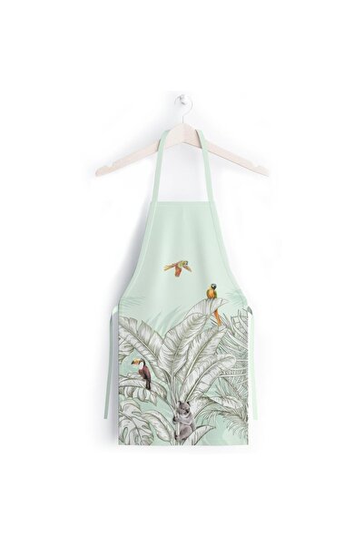 Adawall مريلة مطبخ ملونة بتفاصيل أوراق النخيل - قماش كتان، شهادة دولية للغسيل وعدم التلاشي