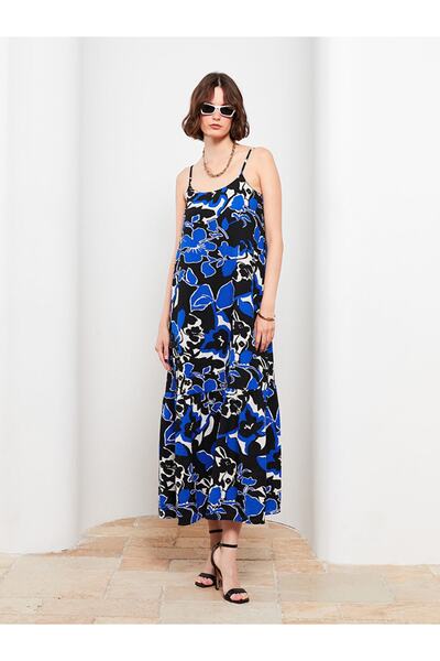 LC Waikiki Rochie de damă cu bretele cu model cu gât în U