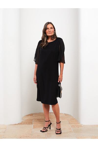 LC Waikiki A-Linien-Damenkleid mit Rundhalsausschnitt