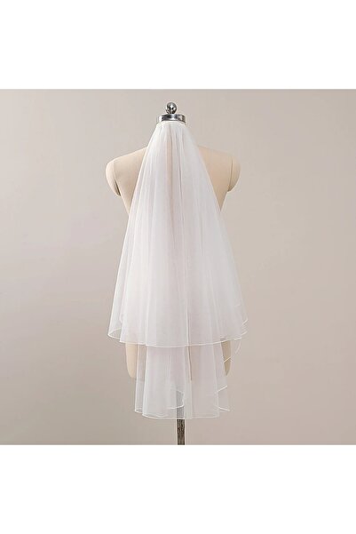 SCKN Aksesuar طرحة زفاف بسيطة وأنيقة بطول 1.5 متر مع أوفرلوك