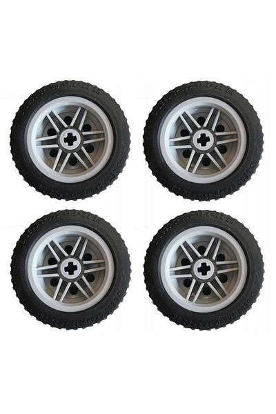 LEGO Original Technic Accessory Custom Moc Tire 43.2 X 22 Zr Black Big Size Wheel Light Gray 4 Rim